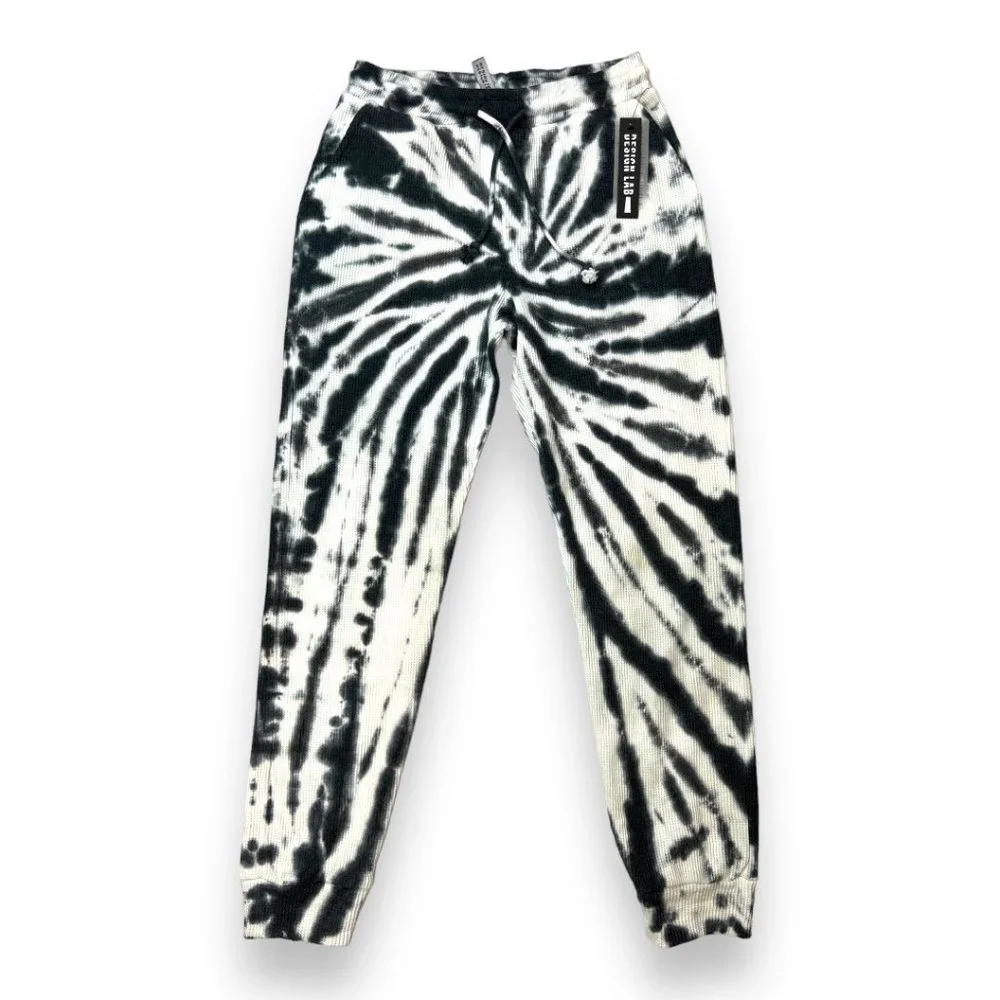 Design Lab Women's Black/White Tie Dye Waffle Pants Joggers⭐️Multiple Sizes⭐️ - Picture 3 of 5